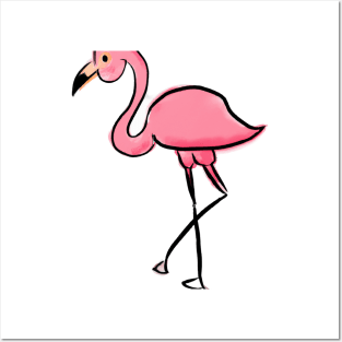 Cute Flamingo Drawing Posters and Art